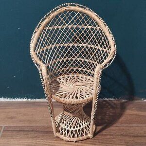 Peacock chair mini plant stand wicker rattan boho summer garden hippie